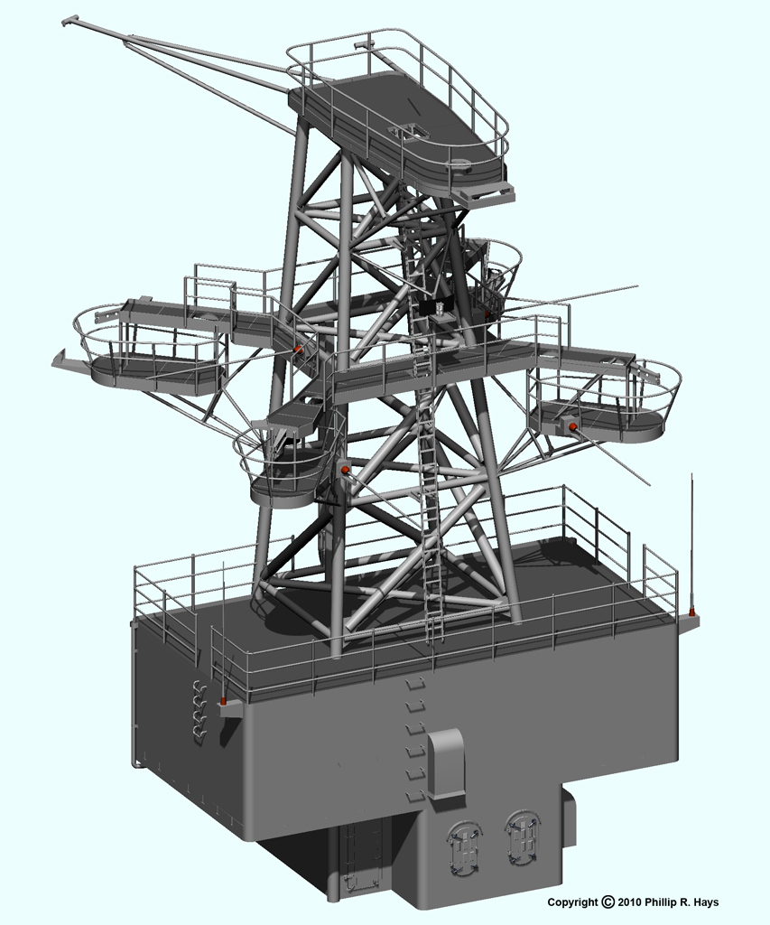 USS Oklahoma City CAD Model Radar Towers